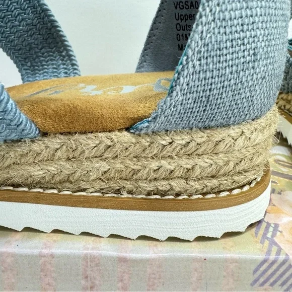 Very G Blue Sadie Strappy Woven Canvas Espadrilles Sandals NEW in Box - Picture 6 of 10